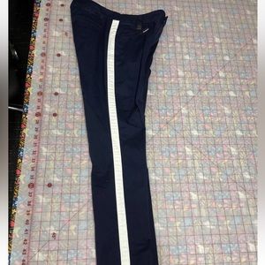 LRL Ralph Lauren Active Pant Ski Inspired Tuxedo Side Stripe Navy Flat Front